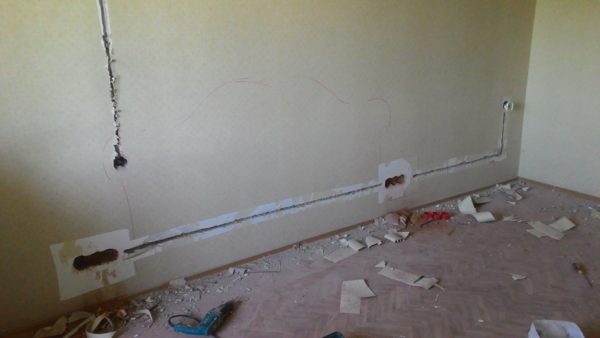 Наращивание кабеля при переносе розеток