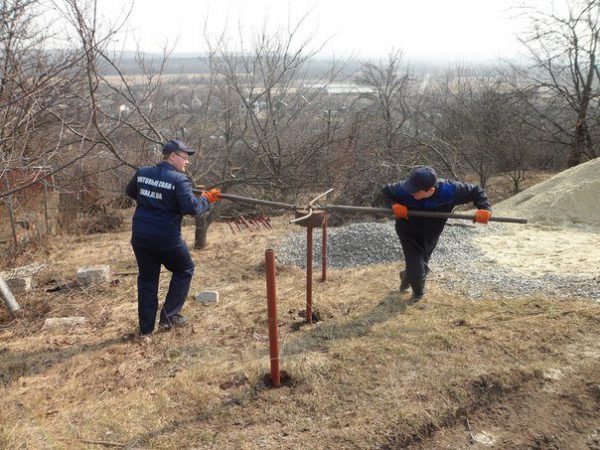 Устройство контура заземления из винтовых свай