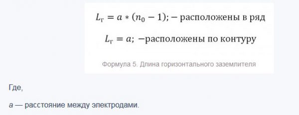 Расчет длины горизонтальных электродов