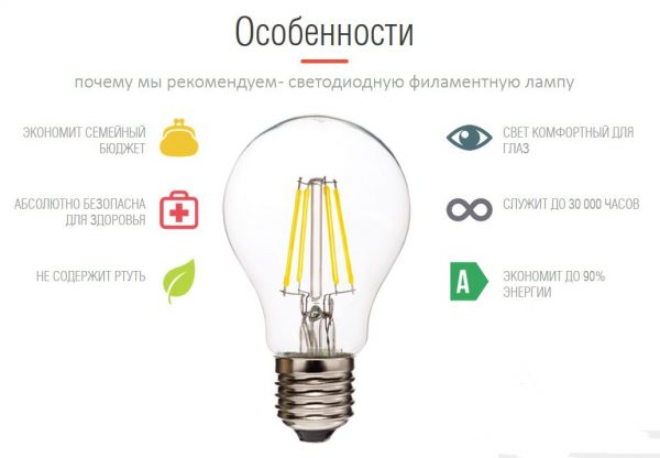Особенности светодиодных ламп филаментного типа