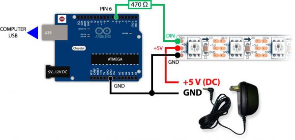 Управление светодиодной лентой с помощью процессора ATmega