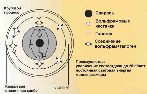 Схема работы галогеновых ламп накаливания