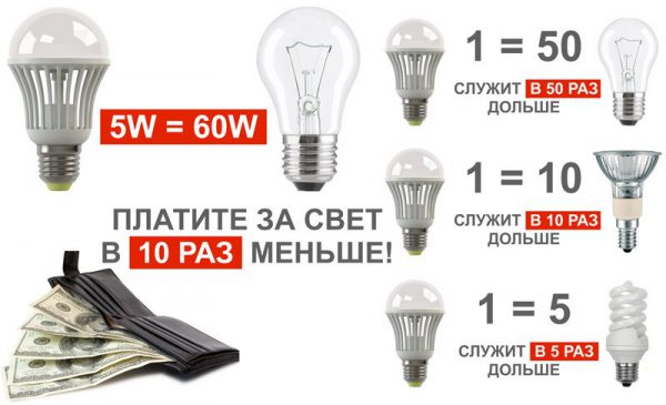 Светодиодные источники света долговечнее и экономичнее ламп накаливания