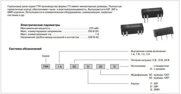 Система обозначений герконовых реле